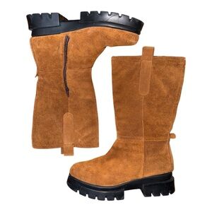Brown Heeled Boots with Chunky Sole and Knee-High Design